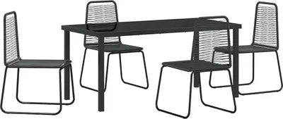 Image de Ensemble de salle à manger pour jardin 5 pcs Noir