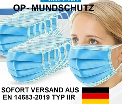 Produktbild von OP Maske Medizinische Masken 50 Stück Typ IIR EN 14683:2019 Einweg 3 lagig Mundmasken Maske Gesichtsmaske Einwegmaske Mundschutz Staubschutz Gesichtsschutz Einwegschutzmaske Schutzmaske Atemschutz