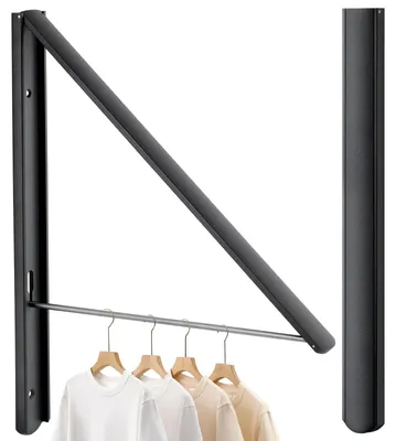Produktbild von Klappbarer Kleiderhaken, Wandhaken, Kleiderständer, klappbarer Außenwandhaken, Haken, Kleiderständer, Wandhaken, Kleiderständer, Kleiderschrankhaken für Ecken, Balkon, Badezimmer (schwarz)