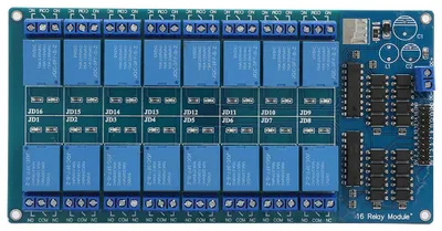 Obrázok produktu pre 16-kanálový reléový modul s napätím 5 V a riadiacou doskou s optočlánkovou ochranou pre mikrokontroléry