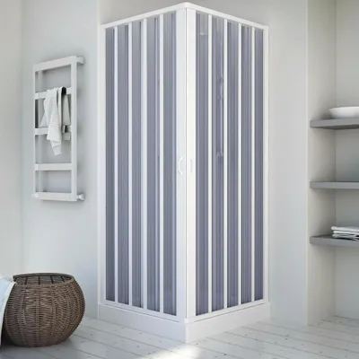 Obrázek produktu pro Rohová sprchová kabina z PVC s harmonikovým otevíráním, rozměry 90 x 90, model MARLIN