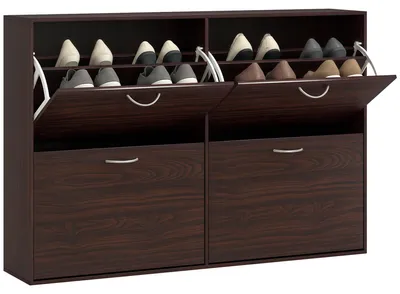 Immagine prodotto di HOMCOM Scarpiera Salvaspazio da 24 Paia con Mensole Regolabili e 4 Cassetti, in Legno, 120x24x81cm, Marrone