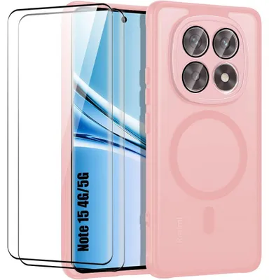 Image de Coque + 2 Verres Trempés pour Xiaomi Redmi Note 15 5G/4G, avec Protection Caméra - Rose