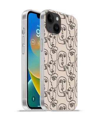 Produktbild von MuchoWow® Handyhülle Schutzhülle Hülle für Apple iPhone 14 Plus - Soft case Muster - Kopf - Strichzeichnung Silikon Softcase Handy Hülle - Abbildung