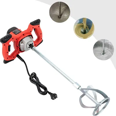 Produktbild von Mörtelmischer Handrührwerk - Rührwerkbohrer 1500 W - Drehzahl regelbar - 220 V AC - Für Zement, Fliesenkleber & Spachtelmasse
