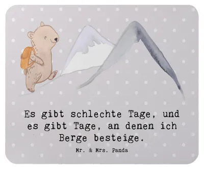 Produktbild von Mr. & Mrs. Panda Mousepad Bär Bergsteigen - Grau Pastell - Geschenk, Alpinismus, mausteppich, Mouse Pad, Alpinwandern, computer mauspad, Wandern, Bergsport, Trekking
