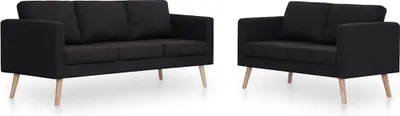 Produktbild von vidaXL 2-tlg. Sofagarnitur Stoff Schwarz