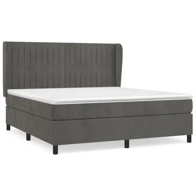 Produktbild von Boxspringbett mit Matratze Dunkelgrau 180x200 cm Samt
