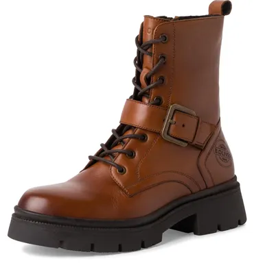 Image de Bottines d'hiver pour femmes s.Oliver, en cuir, à lacets, doublées, couleur marron (Cogna)