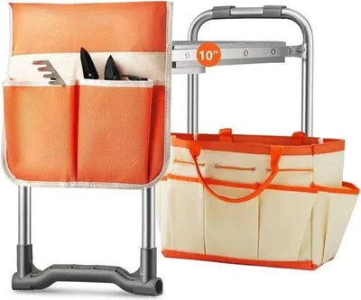 Produktbild von Famanu Gartenhocker mit Kniekissen - Klappbar, mit Stauraum - Orange - 31 x 59,5 x 49 cm