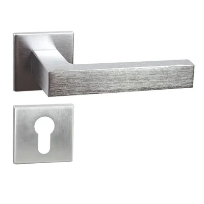 Produktbild von DOMINO Türgriff Drückergarnitur PZ - Profilzylinder Set | Vierkant-Rosette | Türklinke für Zimmertür, Bürotür, Kellertür & Innentür | Türbeschläge aus Znal | Bronze Türdrückergarnitur | YORK-QR M4