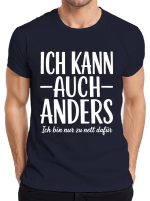 Productafbeelding van Ik kan ook anders. Ik ben gewoon te aardig. Statement T-shirt, marineblauw, maat M