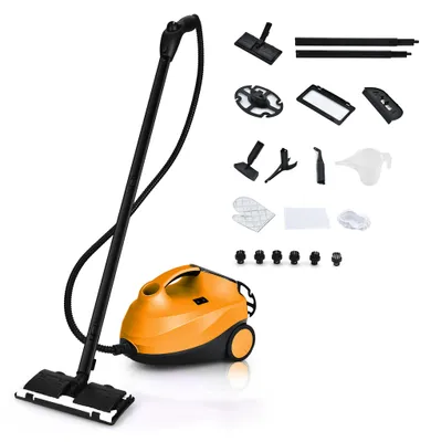 Produktbild von KOMFOTTEU Dampfreiniger, 2000 W, Handdampfreiniger, mit 19 Zubehörteilen, 4 bar, 1,5 l, 108 °C, Betriebsdauer 45 min, 6 min, Reinigungsmaschine mit Sicherheitsverriegelung (Orange)