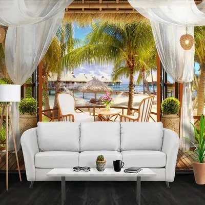 Produktbild von Fototapete Urlaub Balkon Strand M1087 – selbstklebende Strukturtapete 260g / 400x280cm