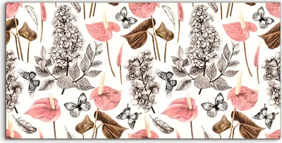 Produktbild von Coloray Spritzschutz aus Glas 140x70  Wandkunst Küchenrückwand Frühlings Blumen Callas Schmetterlings