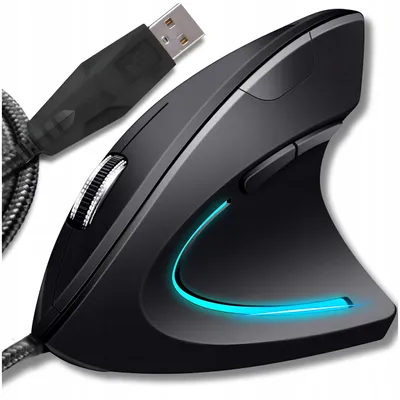Produktbild von Vertikale kabelgebundene USB-Maus, leise, für Computer und Laptop, 3200DPI