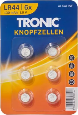 Produktbild von Tronic 1,5 V Alkaline Knopfzellen LR 44 6er Set