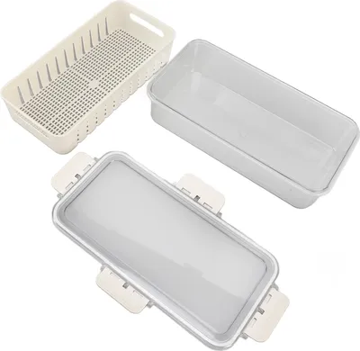 Imagen del producto de Recipientes multifuncionales de PET para conservar alimentos frescos, con superficie de goteo para refrigerador, herméticos, ideales para la cocina, el comedor y picnics