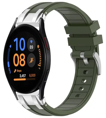 Produktbild von Für Samsung Galaxy Watch FE 40mm Silikon Schnellverschluss silberner Schnalle Ersatz Arm Band Dunkelgrün
