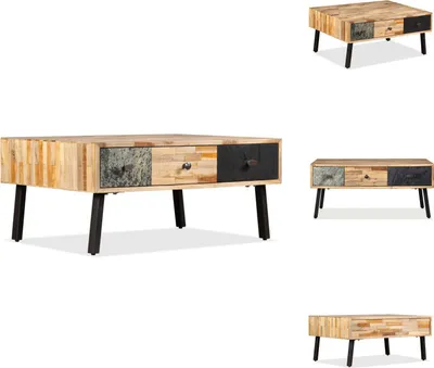Zdjęcie produktu dla vidaXL Stolik kawowy z litego drewna tekowego z recyklingu 90 x 65 x 40 cm - Stoliki kawowe