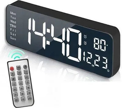 Immagine prodotto di Orologio da parete digitale bianco e nero da 38 cm con telecomando