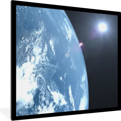 Produktbild von MuchoWow® Gerahmtes Poster Die Erde des Sonnensystems 40x40 cm - Poster mit Schwarzem Bilderrahmen Wandposter Rahmen Foto Bilder - Mit Rahmen - Wanddekoration Schlafzimmer