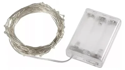 LED-Lichterkette Kupferdraht 10 m warmweiß batteriebetrieben