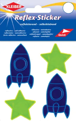 Produktbild von KLEIBER Reflex-Sticker "Stern & Rakete" gelb/blau 4 Stück