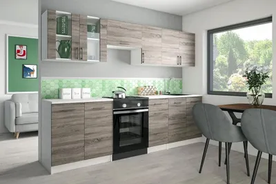Produktbild von Roe Furniture Leco Küchenzeile 260 cm, Sonoma Dunkel, mit Arbeitsplatte
