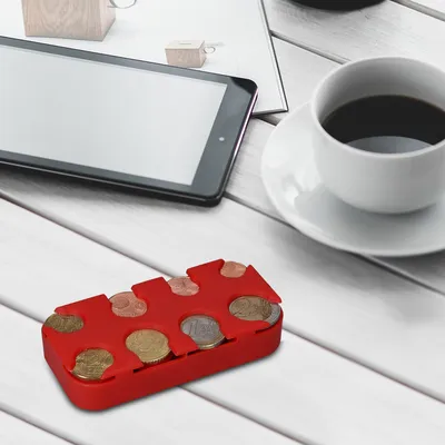 Produktbild von kwmobile Münzbox für Euro Münzen - 8 Fächer von 1 Cent bis 2 Euro - Münzhalter Münzsammler - Münzspender Sortierer in Rot