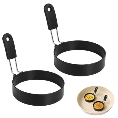 2er-Set Eiervormen Edelstahl Ø 9 cm antihaft Silikongriff