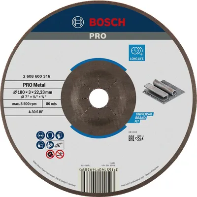 Imagen del producto de Disco de corte reforzado, acero A 30 S BF, 180 mm, 22,23 mm, 3 mm