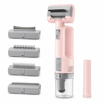 Produktbild von WINKHOMI 5-in-1 Akku-Tierhaarstaubsauger kabellos, 5 Aufsätze, 3 Saugstufen, USB-aufladbar, für Hunde, Katzen, Sofa, Kleidung und Auto - Pink, KI-generiertes Bild