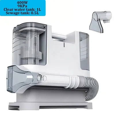 Image de Nettoyeur pour tapis et tissus d'ameublement - Nettoyeur de taches pratique - Puissance d'aspiration de 400 W et 9 kPa - Aspirateur-laveur - Réservoir d'eau de 1 080 ml - Pour la voiture, le canapé, les poils d'animaux