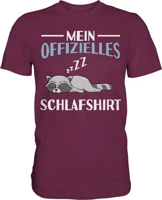 Produktbild von Offizielles Schlafshirt Nachthemd Schlafanzug Pyjama Waschbär T-Shirt – Burgundy / L