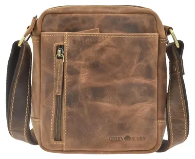 Produktbild von Greenburry Umhängetasche Leder braun Herrentasche Ledertasche 18x21xm