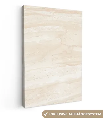 Produktbild von MuchoWow® - Leinwandbilder - Marmor - Kalk - Sand - Textur, Wandbild, Wanddeko Bilder Wohnzimmer, 80x120cm