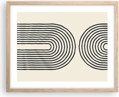Produktbild von Gerahmtes Poster - Rahmen in heller Eiche - Linien Oval Minimalismus - 50x40 cm - Wand Bild - Wanddeko - Wandbilder - Kunstposter - Wandposter - Bilderrahmen - Bilder - Kunstdruck - P2NAA50x40-4548