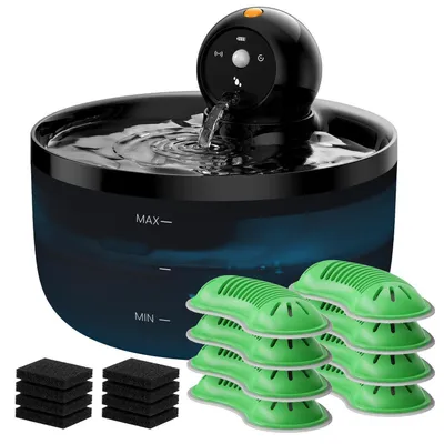 Produktbild von Katzenbrunnen Kabellos mit Bewegungsmelder 2.6L Akku 3 Modi 8 Kohlefilter 8 Schwämme