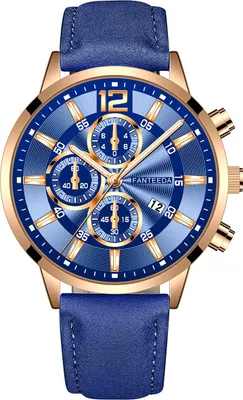 Produktbild von Nico Uhr – Sportlich elegante Herrenuhr in Blau/Roségold 1 KP11714