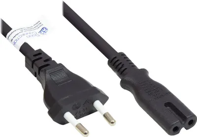 Produktbild von Euro-Netzkabel Euro-Stecker Typ C (gerade) an C7/Euro 8 Buchse (gerade), schwarz, 0,75 mm², 1 m, Good Connections®