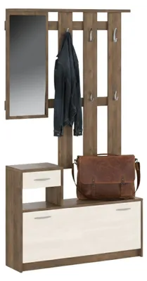 Produktbild von Eingangsmöbel Clint, Multifunktionsschrank, 100x25h180 cm, Weiß und Eiche