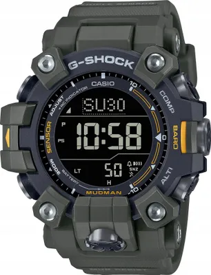 A close-up studio shot of a Casio G-Shock Mudman watch.