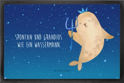 Produktbild von Mr. & Mrs. Panda fußmatte Sternzeichen Wassermann 50 x 75 cm - Sternenhimmel Blau - Geschenk, Schmutzfangteppich, Meer, Nix, Geburtstag Februar, Schmutzfänger, Meermann