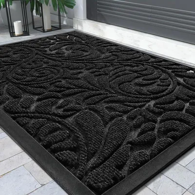 Image de Paillasson intérieur et extérieur, lavable, antidérapant, 75 x 43 cm, noir