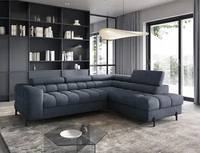 Produktbild von Ecksofa, Polsterecke, Eckcouch Wohnlandschaft Sofa mit Ottomane Eckgarnitur - Ecksofa Ferrucio R - Anthracite (Aura 40)
