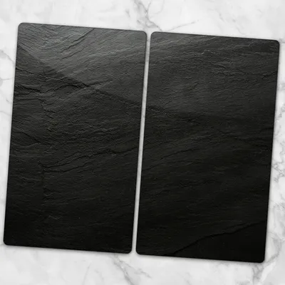 Produktbild von Glas-Herdabdeckplatten Glaskeramikkochfeld-Abdeckung Spritzschutz Glas 2x30x52 cm - Schwarzer Stein