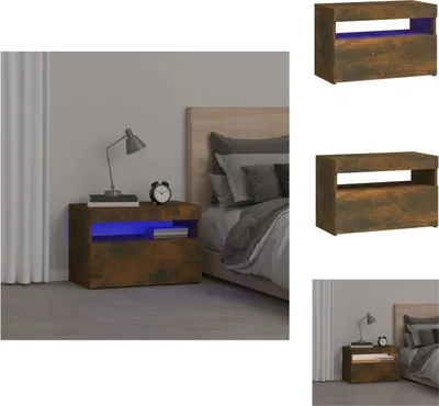 Obrázek produktu pro vidaXL Noční stolek s LED osvětlením kouřový dub 60x35x40 cm - Noční stolky