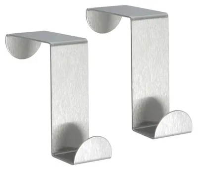 Image de Crochets de porte en acier inoxydable - Lot de 2 - 2 crochets - Argent