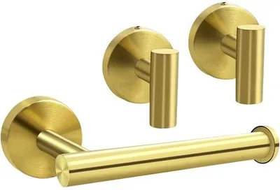 Produktbild von Unyqoos® Toilettenpapierhalter aus Edelstahl, goldfarben – Wandmontage vertikal/horizontal, inkl. 2 multifunktionale Haken, rostbeständig